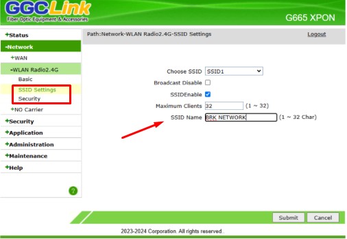 [Gambar: Pengaturan SSID & Security]