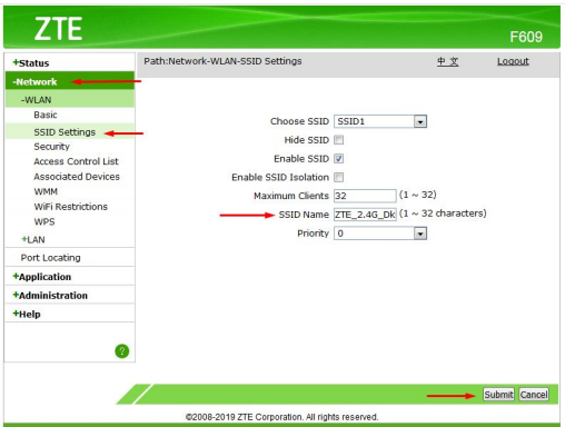 [Gambar: Menu Network > WLAN > Security]