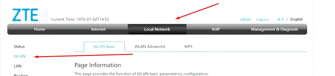 [Gambar: Menu Local Network > WLAN]